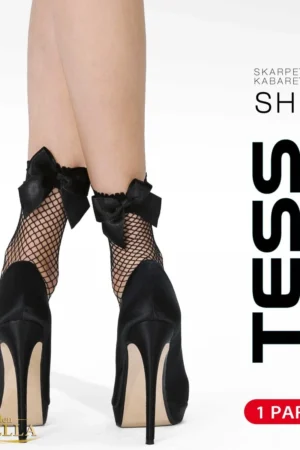 Skarpetki kabaretki z kokardą – czarne