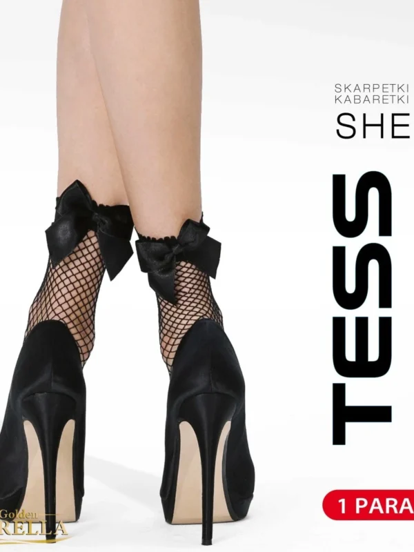Skarpetki kabaretki z kokardą – czarne