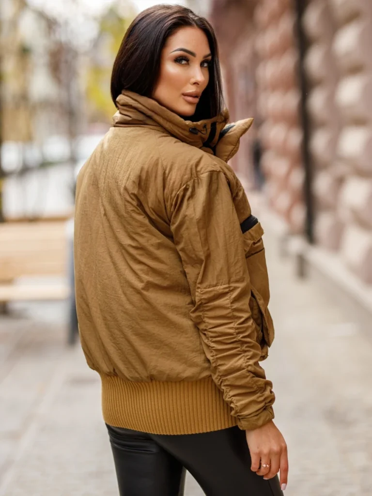 Kurtka Sonia z wysokim kołnierzem i kieszeniami widok z przodu widok z tyłu