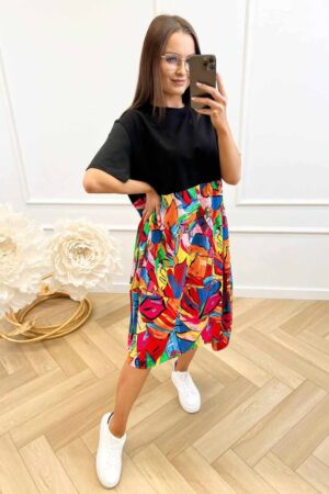 Sukienka bawełniana plus size w geometryczne wzory