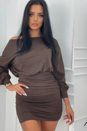 Sukienka Vittoria – czekoladowa widok z przodu