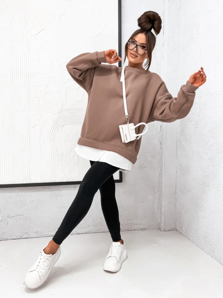 Bluza DUAL STYLE - mocha widok z przodu