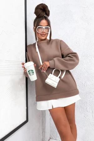 Bluza DUAL STYLE - mocha widok z przodu