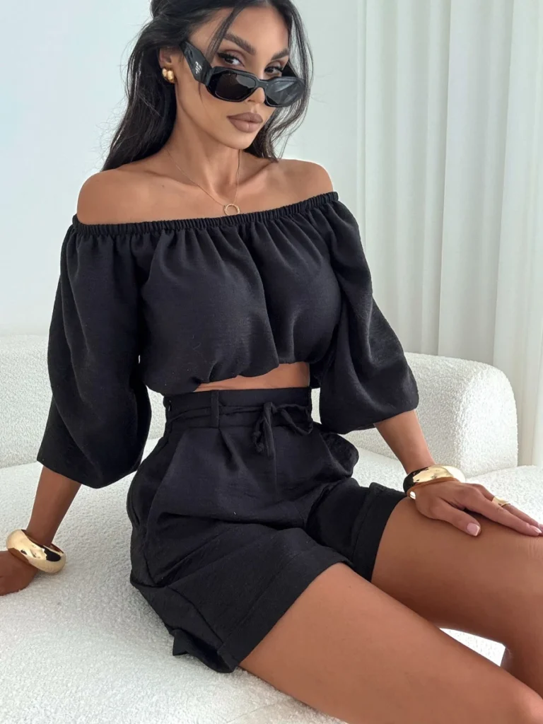 KOMPLET HISZPANKA – CZARNY widok z przodu