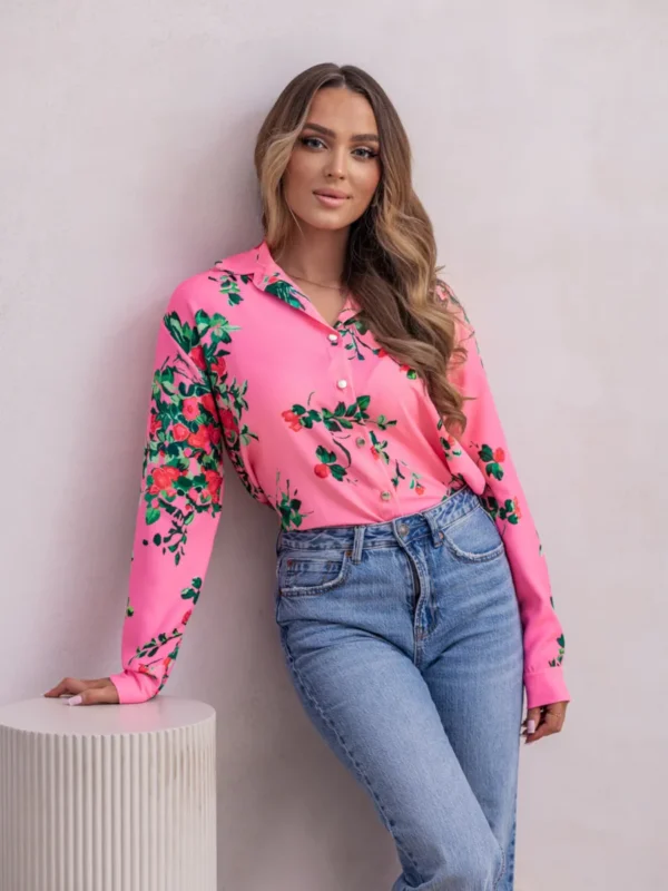 Koszula Morning Bloom – różowa widok z przodu