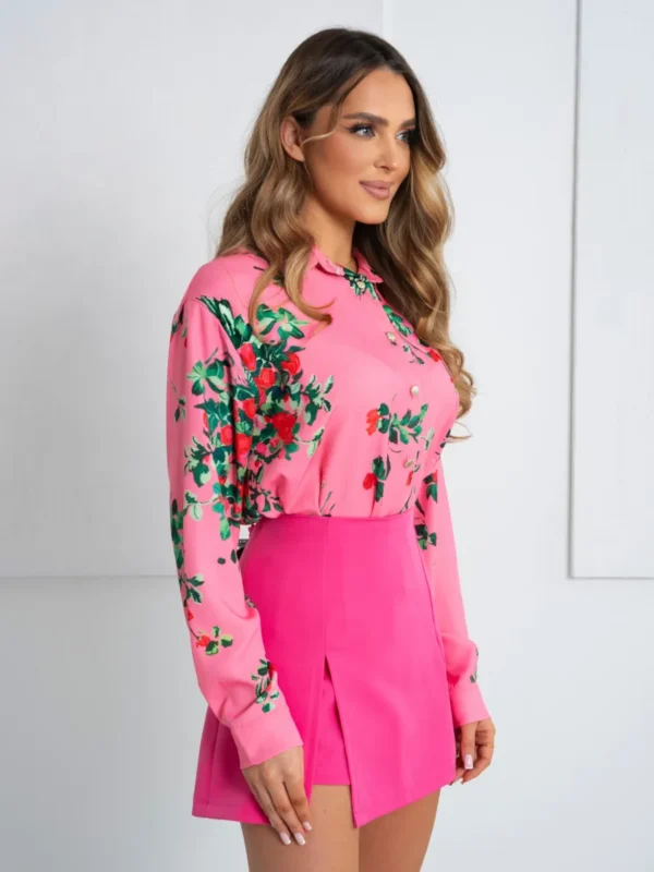 Koszula Morning Bloom – różowa widok z boku