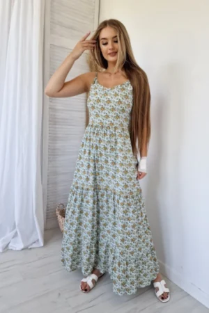 Sukienka maxi - żółte kwiaty widok z przodu