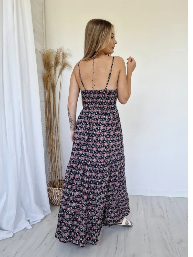 Sukienka maxi - czarna widok z tyłu