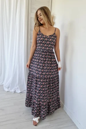 Sukienka maxi - czarna widok z przodu