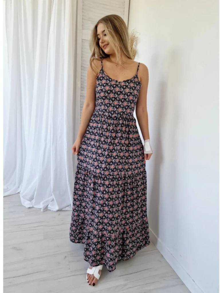 Sukienka maxi - czarna widok z przodu