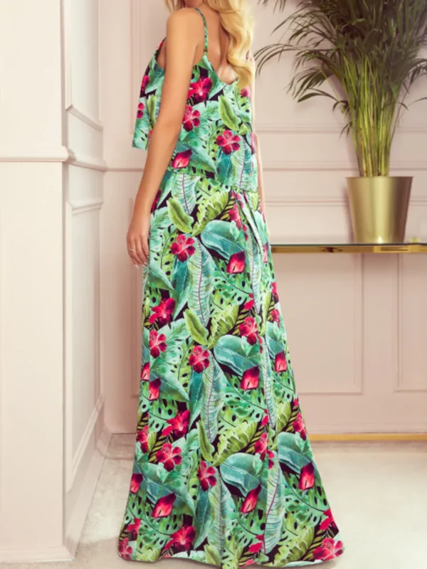 Sukienka TROPICAL maxi w kwiaty widok z boku