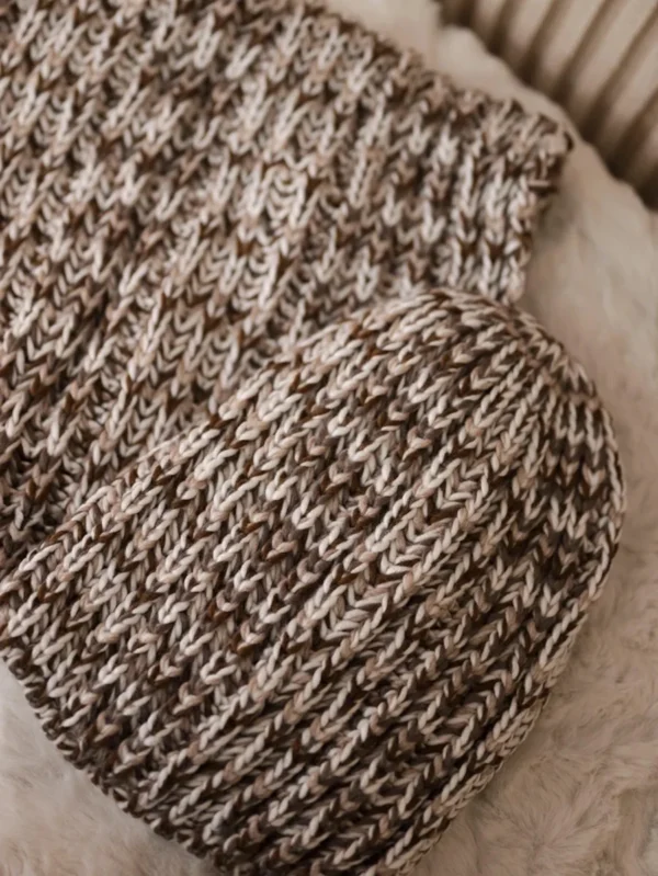 Komplet z polarem brązowo-ecru