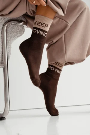 Skarpetki damskie półfrotte UNIQUE KEEP MOVING - białe, beżowe i czekoladowe
