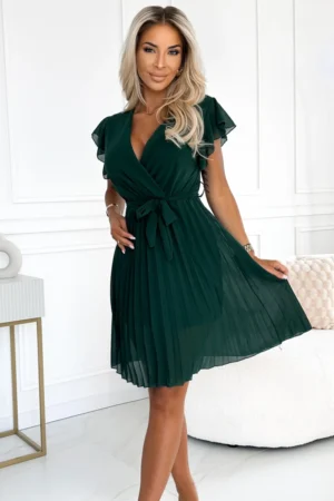 Sukienka AMELIA - butelkowa zieleń widok z przodu