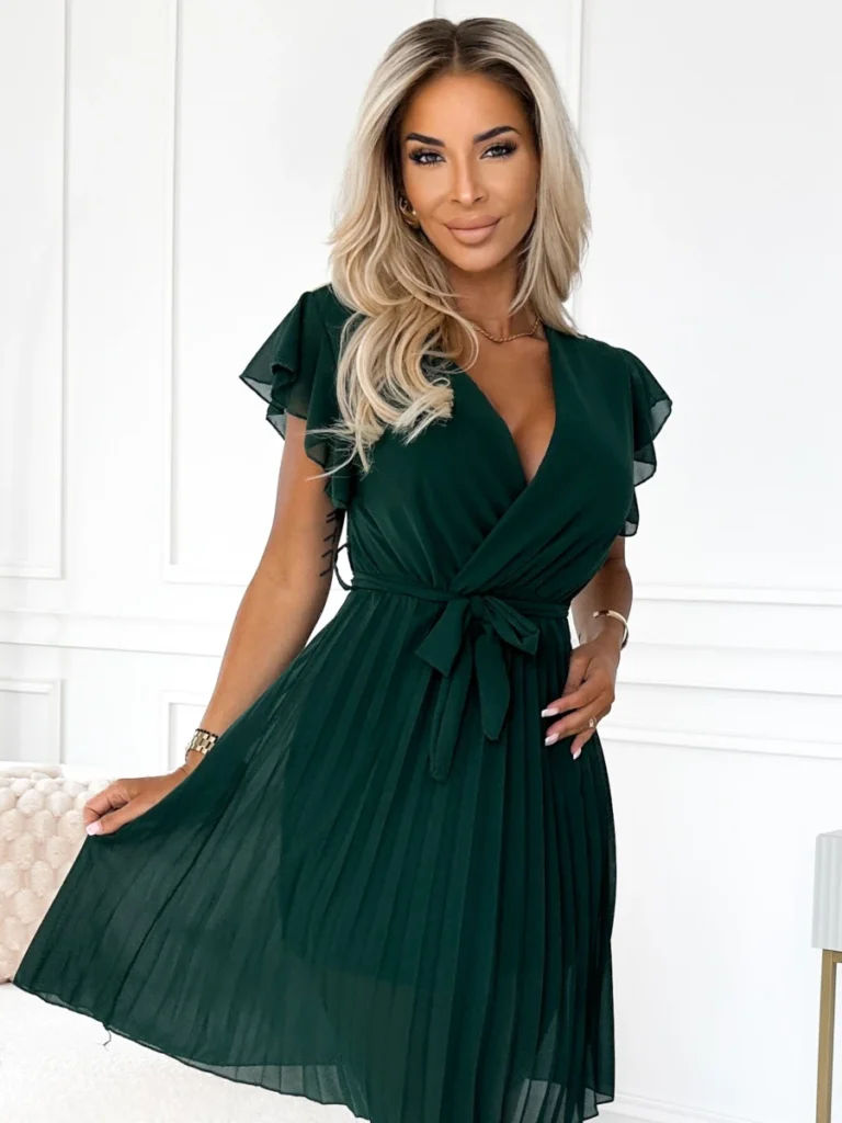 Sukienka AMELIA - butelkowa zieleń widok z przodu