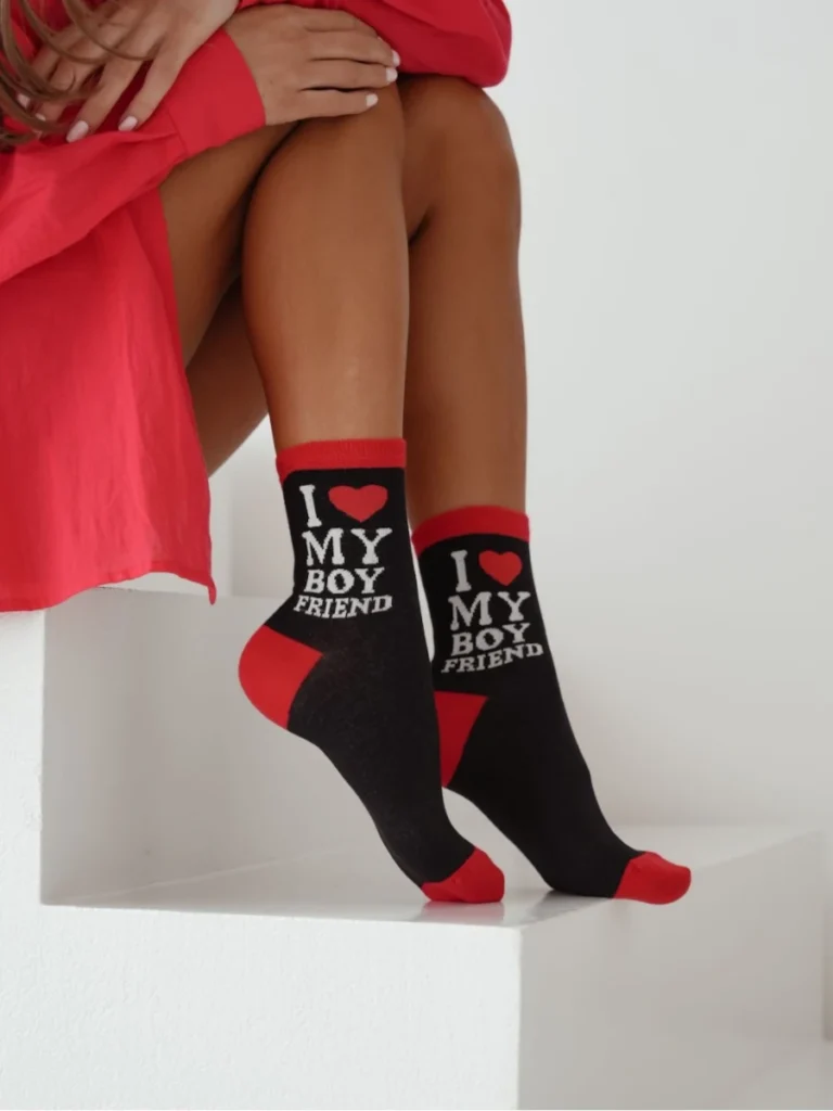 Skarpetki damskie „I ❤️ My Boyfriend” - czarne