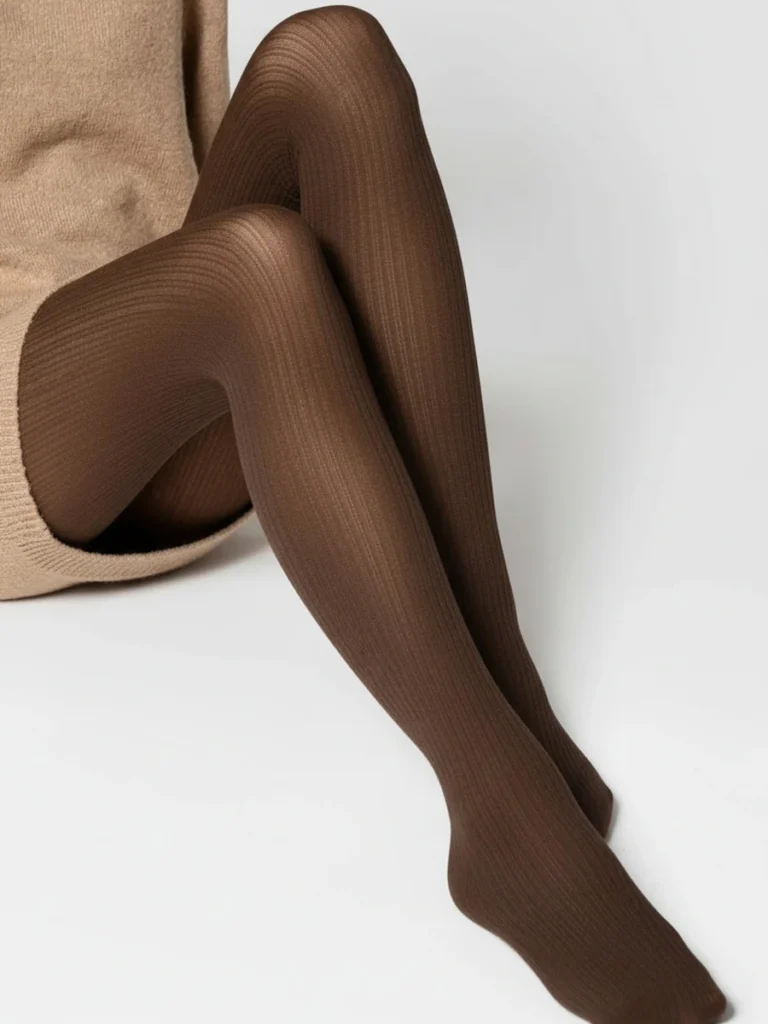 rajstopy-damskie-brazowe-prążkowane-kaszmir-wiskoza-cashmere-detal